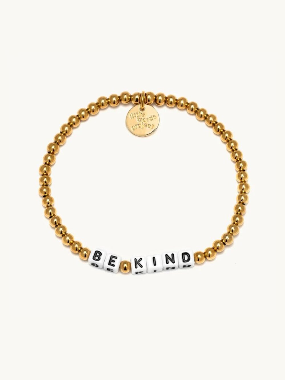Little Words Project Be Kind Gold Plated Beaded Elastic Stretch Bracelet
